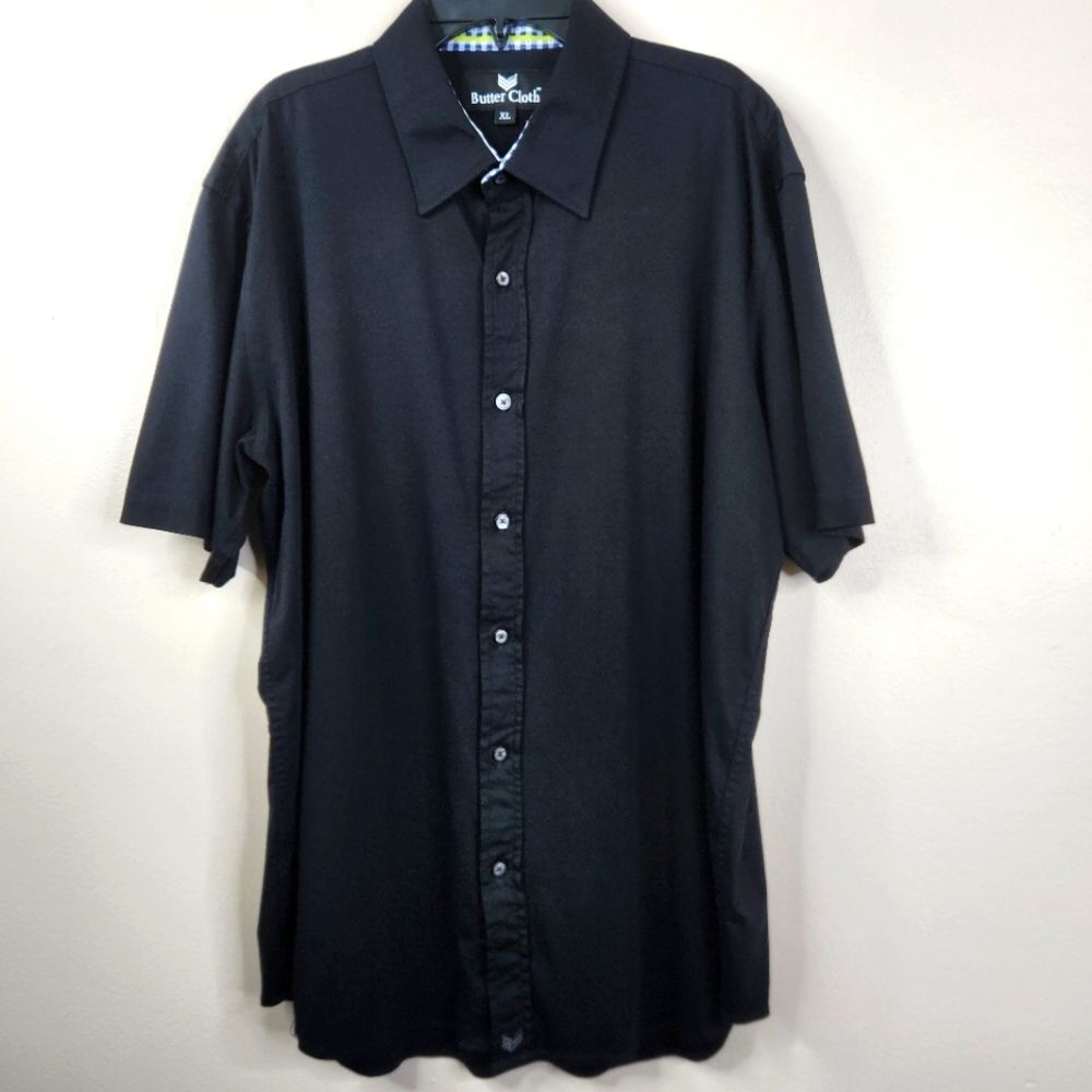 Buttercloth Minimalist Casual Short Sleeve Button Down Shirt XL